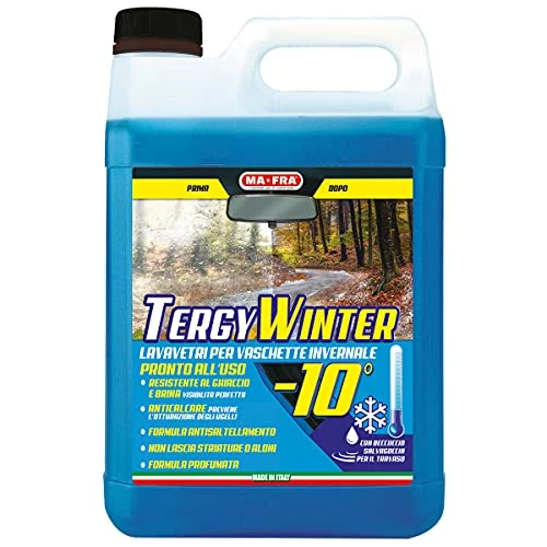 Ma-Fra, Tergy Winter -10, ruitensproeiervloeistof, met anti-kalkaanslag en antivries, verwijdert verkeersfilm, zorgt voor borstelglijden, maat 4500ml