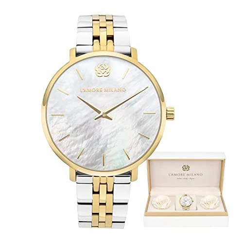 Oferta limitada: L'AMORE MILANO - Reloj Mujer en Caja Rosa - Reloj de Pulsera Delgado Acero Inoxidable, Resistente al Agua 5 ATM - Regalo para Mujer, Novia, Madre - Reloj Noble 36 mm Oro y Plata de 199.00 EUR a 179.00 EUR (ahorro 10%)