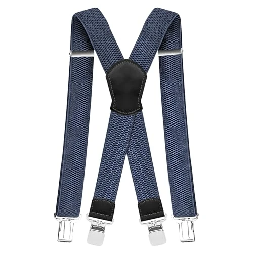 Oferta limitada: Pejoye Tirantes resistentes para hombre, 4 cm de ancho, 3,8 cm, con 4 clips de metal fuertes ajustables y elásticos para hombres y mujeres en forma de X, Azul marino-negro, 27 * 11 * 3.5cm de 12.95 € a 12.95 € (ahorro 0.00%)