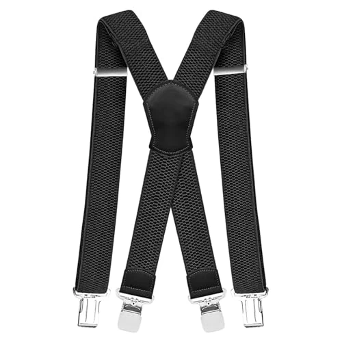Offerta a tempo: Pejoye Bretelle Uomo Vintage da Lavoro Eleganti Sportive Regolabili Larghe Forte 4 Clips e Forma a X Elastica Taglia Unica per Uomo und Donna (Nero) - 0.00% da 13.98 € a 13.98 €