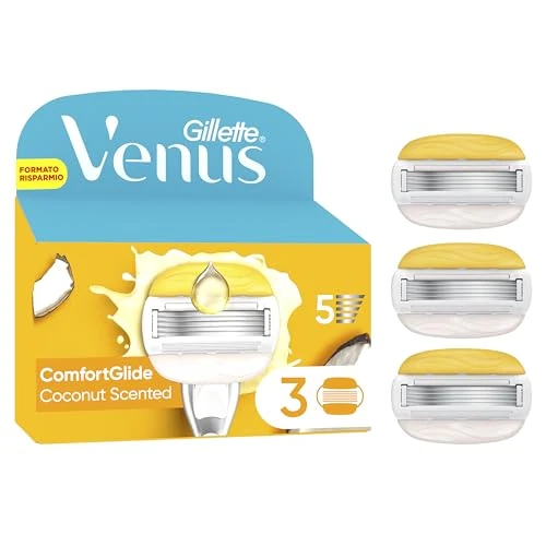 Gillette Venus Razor Blades Womens Comforglide Coconut Plus Olaz For Razor 5 Blades, Pack of 3