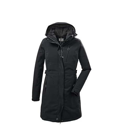 Killtec Damen Parka Funktionsparka mit abzippbarer Kapuze KOW 165 WMN PRK wasserdicht, Winddicht, atmungsaktiv 00200-schwarz 54
