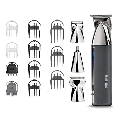 Offerta a tempo: BaByliss Multikit Grooming 15in 1 Super-X Metal, per barba viso corpo e capelli, multi-uso, waterproof, cordless, silver/grey, MT996E - 46% da 129.90 € a 69.90 €