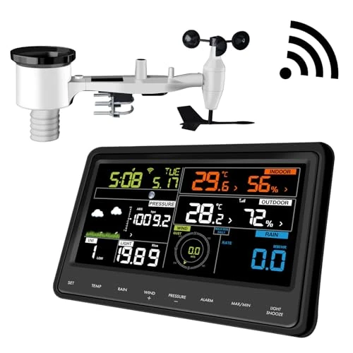 Offerta a tempo: Ecowitt Stazione Meteo Wireless Stazione Meteo Digitale Professionale Con Display a colori, Sensore Esterno 7 in 1 Alimentato A Energia Solare, Sensore Incorporato 3 in 1, Sensore Interno - 16% da 188.59 € a 158.00 €