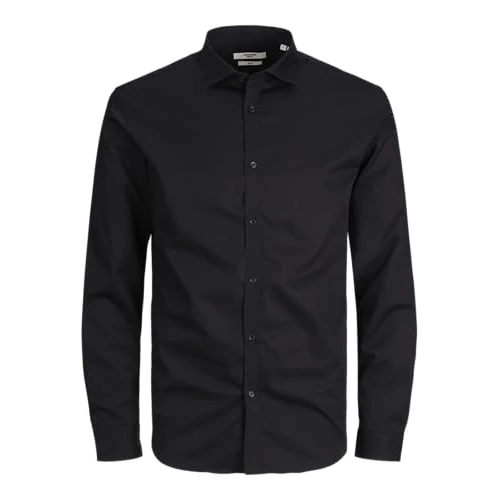 JACK & JONES Herren Freizeit Hemd JPRBLACARDIFF Slim Fit Schwarz Blau Weiss, Größe:S, Farbe:Black Slim FIT 12201905