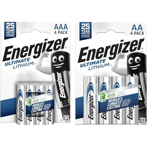 Zeitlich begrenztes Angebot: Energizer Ultimate Lithium AA und AAA Batterien Kombipackung (8 Stück) - Die langlebigste AA Batterien der Welt - 100% auslaufsichere Konstruktion - 100% plastikfreie Verpackung - 25 Jahre lagerfähig von 19.36 € auf 16.46 € (1