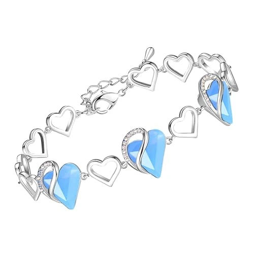 Offerta a tempo: Leafael Festa della Mamma Bracciale Donna Cuore Infinity Love con Pietra dei Desideri e Cristalli Portafortuna Gioiello Anallergico Argento o Oro Rosa con Scatola Regalo Estensore Catena 7+2 Pollici - 52% da 44.22 € a 21.11 €