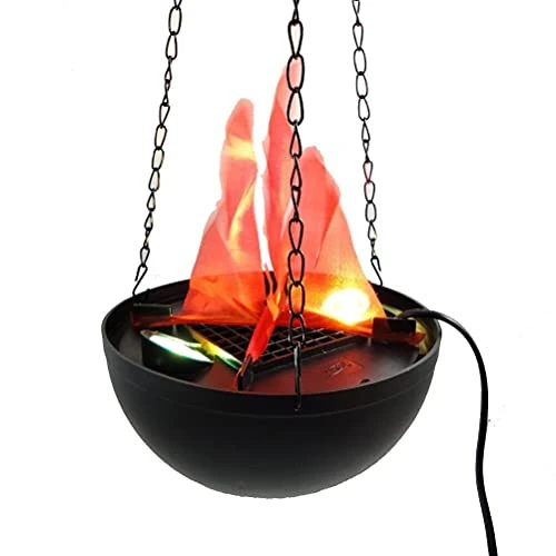 Lampe mit Feuer-Effekt mit roter LED-Flamme und Kette zum Aufhängen.