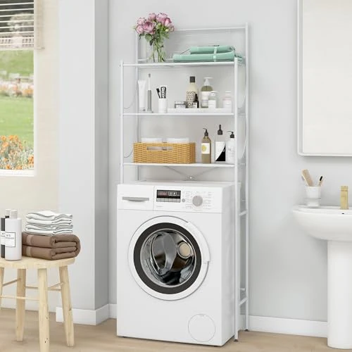 Offerta a tempo: MALLBOO Ripiano superiore per lavatrice con 3 Ripiani, Scaffale da Bagno Salvaspazio, Assemblaggio Facile(Bianco) - 33% da 54.99 € a 36.87 €