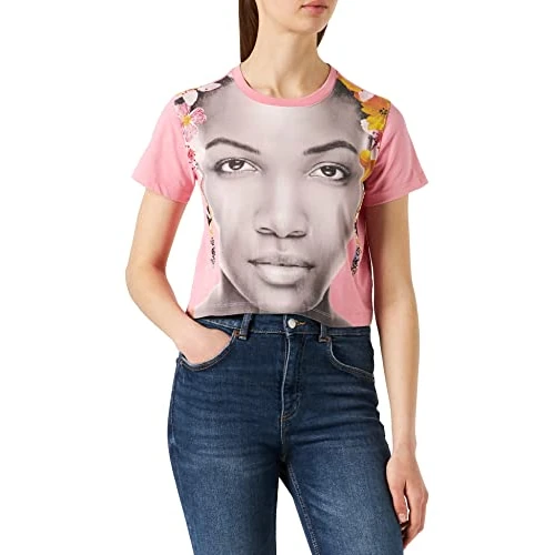 Offerta a tempo: Desigual TS_Face T-Shirt, Red, L da Donna - 60% da 49.95 € a 19.98 €