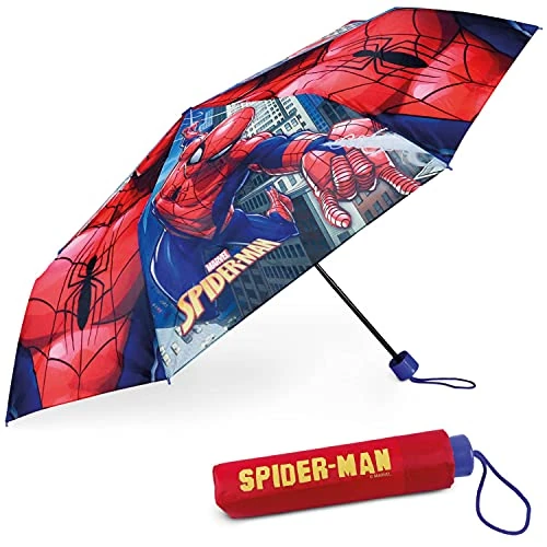 BONNYCO Parasolka Wiatroodpornym Dzieci Spidermana. Parasolka Składana z Torbą, Plecakiem Lub Podróżą. Kompaktowy Parasol o Wzmocnionej Konstrukcji. Mini Umbrella dla Dziecięca