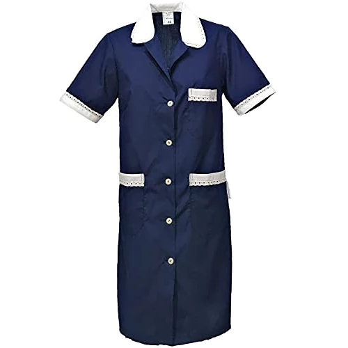 fratelliditalia.org Women's Maid Housemaid Cleaning Work Short Sleeve Apron, blue, UK 12