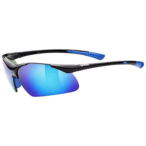 uvex Sportstyle 223 - Sports Sunglasses for Men and Women - Mirrored Lenses - Comfortable & Non-Slip - Black/Blue - One Size