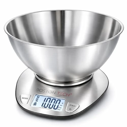 Zeitlich begrenztes Angebot: Boston Tech Digitale Küchenwaage mit Abnehmbarem Schüssel - Edelstahl, Hohe Präzision, Wasserdicht, 5kg Kapazität, LCD-Display, Tara-Funktion, Rezeptbuch Inklusive von 29.90 € auf 29.90 € (0.00% Rabatt)