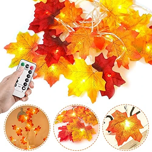 Offerta a tempo: Foglie di Acero Luci, Decorazioni Autunnali Ghirlanda di Foglie, 6M/40 LED Stringa di Luce con 4 Ganci, USB Ricaricabile Ghirlanda di Foglie Luci per Decorazioni di Halloween, Ringraziamento, Natale - 0.00% da 14.97 € a 14.97 €