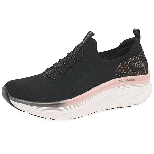 Offerta a tempo: Skechers D'lux Walker - Let It Glow, Sneakers Donna, Nero (Black Knit Rose Gold Trim), 38 EU - 42% da 89.95 € a 52.10 €