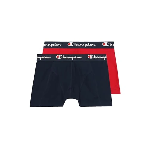 Limited-time offer: Champion Two Pack Smooth Seam Boxers, double pack, branded waistband, in comfortable cotton, regular length Dark Blue/Red from 19.20 GBP to 19.20 GBP (save 0%)