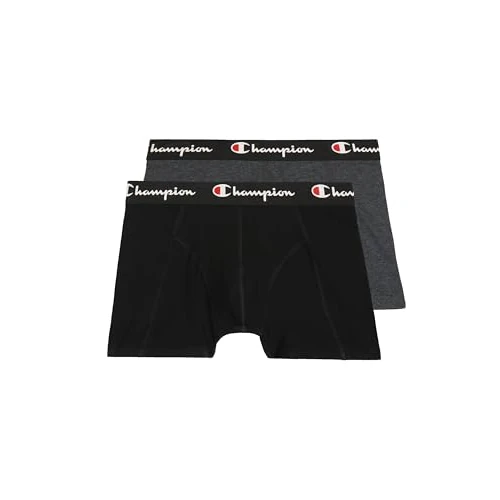 Champion Herren Core x2 Retroshorts, Schwarz & Dunkelgrau Meliert, XXL (2er Pack)