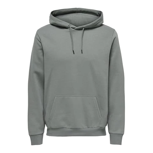 Offerta a tempo: Only & Sons Onsceres Life Hoodie Sweat Noos Felpa con Cappuccio, Uomo, Verde (Castor Gray), XXL - 50% da 29.99 € a 15.10 €