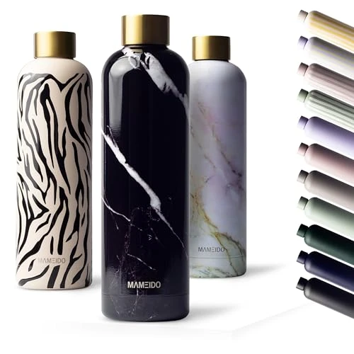 Tijdelijke aanbieding: MAMEIDO Roestvrij staal Drinkfles 1 l, lekvrije Thermofles, waterfles BPA-vrij, geïsoleerde fles, drinkfles roestvrij staal koffie & thee (Black Marble Gold) van 34.99 € naar 17.10 € (51.13% korting)