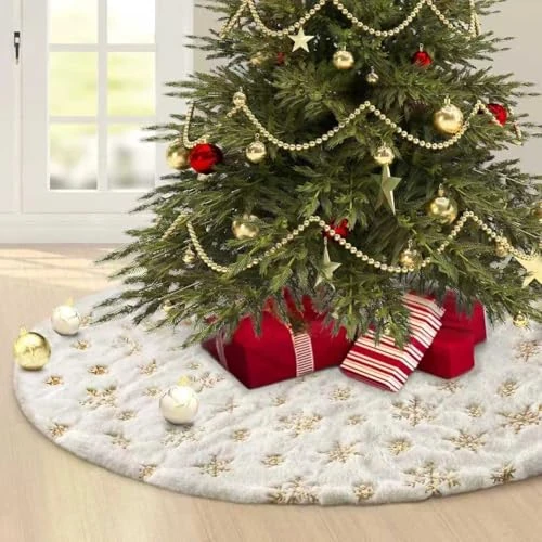 Offre limitée : Jupe de Sapin de Noël Peluche Blanc 122cm - Décorations d'Arbre avec Paillettes de Flocon de Neige pour Fête à la Maison de 15.99 € à 15.99 € (0.00% de remise)