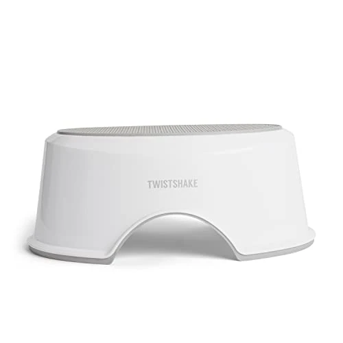 Twistshake Escabeau pour Bébé, Tabouret de Salle de bain Antidérapant, Léger, apprentissage de la Propreté|Compact-Adapté aux Voyages-sûr, Siège de Toilette Assistant, Design Ergonomique |Blanc Gris