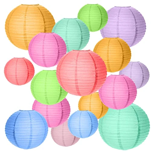 Limitiertes Angebot: 20 Stück Bunt Papier Laterne,Papierlaterne Laterne Deko 4 Große Runde Laterne Papierlampions zum Dekorieren von Leuchten Papier Lampenschirm Lampion für Geburtstag Weihnachten Papierlampen Party von 17.59 EUR auf 17.59 EUR (Spare 0%)