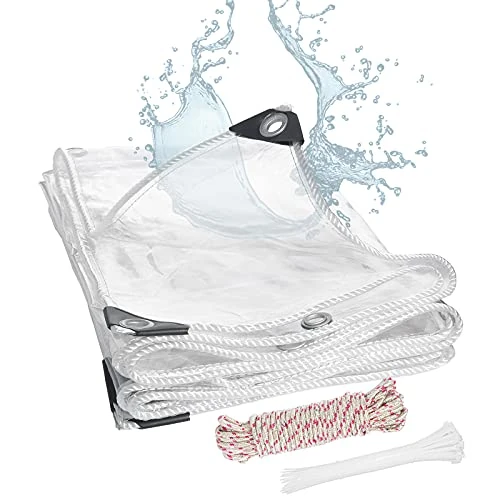 Tijdelijke aanbieding: FoundGo Transparant Dekzeil met Oogjes 2x1m, Buiten Tuinbescherming Dekzeil 420g/m², Waterdicht PVC Dekzeil, met Touw en Kabelbinders (Werkelijke afmeting 1.9x0.9m) van 20.99 € naar 20.99 € (0.00% korting)