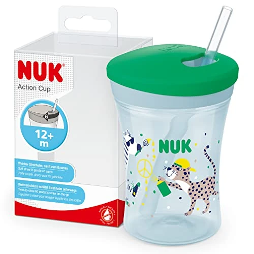 Oferta limitada: NUK Action Cup taza para niños | +12 meses | Pajita blanda de accionamiento por giro | A prueba de fugas | Sin BPA | 230 ml | Leopardo (verde) | 1 unidad de 11.49 EUR a 11.49 EUR (ahorro 0%)