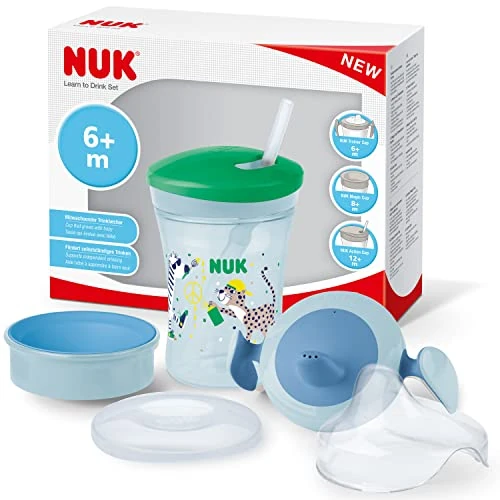 Oferta limitada: NUK Set de aprendizaje 3 en 1 con taza de aprendizaje (6 + meses), vaso Magic Cup 360° (8+ M) y botella de acción para niños (12+ M), 230 ml, sin BPA, para niños (10255636) de 20.99 EUR a 20.99 EUR (ahorro 0%)
