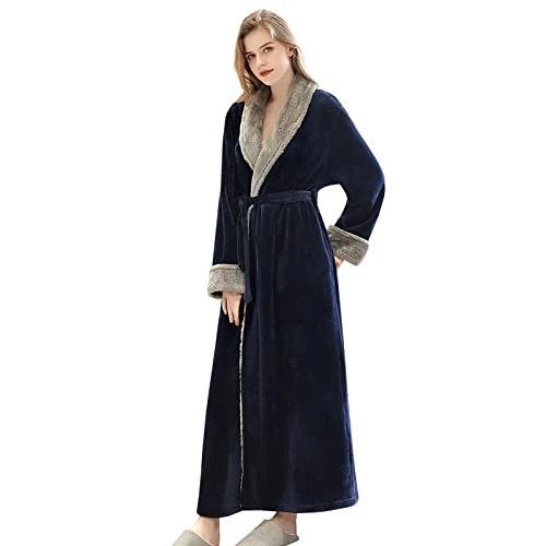 Zeitlich begrenztes Angebot: CaiDieNu Damen Bademantel Flauschig Morgenmantel Plüsch Robe Mikrofaser Kuschelfleece Saunamantel Extra Lang Super Weich (Blau, L) von 39.98 € auf 39.98 € (0.00% Rabatt)