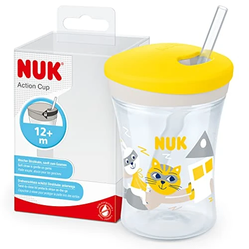Oferta ograniczona: Kubek dla malucha NUK Action Cup | Od 12 miesiąca | Zakręcany, z miękką słomką | Szczelny | Nie zawiera BPA | 230 ml | Kot (żółty) z 30.39 PLN na 30.39 PLN (zniżka 0%)