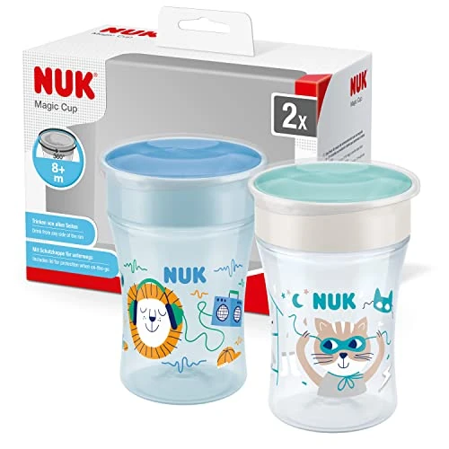 Limited-time offer: NUK Magic Cup Training Cup | 8+ Months | 230 ml | Leak-Proof 360° Drinking Rim | BPA Free | Blue | Pack of 2 from 21.72 GBP to 21.72 GBP (save 0%)