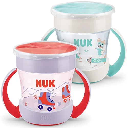 Offre limitée : NUK Mini Magic Cup Tasse antifuite | Rebord antifuite 360° | À partir de 6 mois | Poignées ergonomiques | Sans bisphénol A | 160 ml | Rose et turquoise | Lot de 2 de 20.99 EUR à 17.42 EUR (remise 17%)