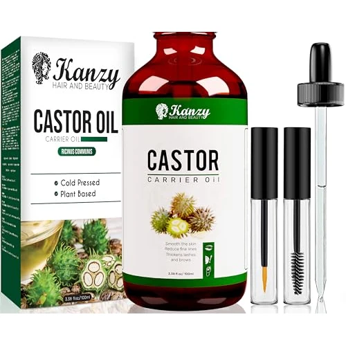 Limited-time offer: Kanzy Castor Oil for Eyelashes and Eyebrows 100ml Cold Pressed Castor Oil for Hair Growth 100% Natural and Pure Oil with Brushes For Hair, Beard, Nails and Skin from 7.49 £ to 6.37 £ (save 15%)