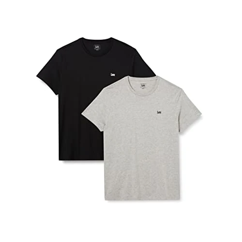 Limited-time offer: Lee Mens Twin Pack Crew T-Shirt, Black White, S from 27.00 £ to 27.00 £ (save 0.00%)
