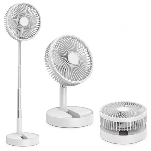 Offerta a tempo: Generico Aria Perfect Ventilatore Pieghevole Portatile Ricaricabile Senza Fili 2 in 1 da Tavolo e da Pavimento 3 Velocità Batteria Lunga Durata Altezza regolabile fino a 120 cm, Ricarica USB, 25 dB - 17% da 34.90 € a 28.90 €
