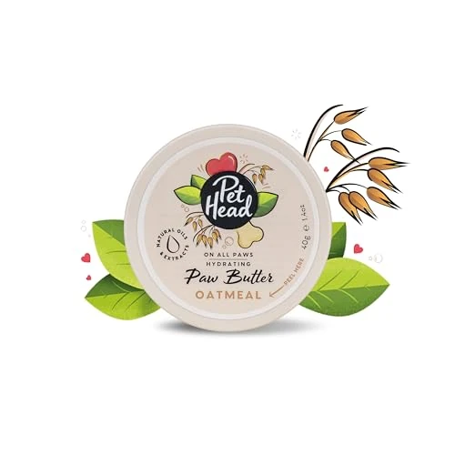 Pet Head On All Paws Pfotenbutter aus Haferflocken | Feuchtigkeitsbalsam für Hundepfoten | Beruhigt und pflegt Pfoten und Nasen | Professionelle Pflege | Sanfte Formel für Hunde und Welpen | 40g