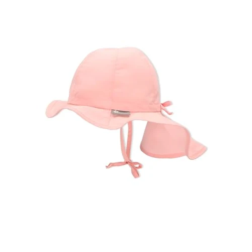 Sterntaler Sonnenhut - Mädchen Sommerhut - UV-Schutz 50+ Mütze mit breiter Krempe und Größenregulierung - Nackenschutz - Bindebänder - Baby Kinder Kopfbedeckung aus Popeline (Bio) - zartrosa, Größe 53