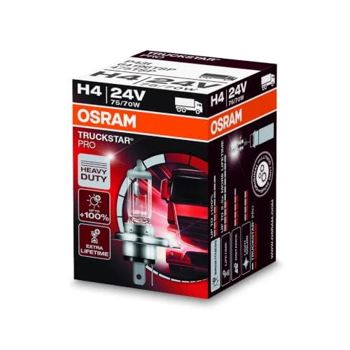 Offre limitée : OSRAM TRUCKSTAR PRO H4, +120% plus lumineux, lampe de phare halogène, 64196TSP, lampe de camion 24V, étui (1 lampe) de 6.99 € à 6.59 € (6% de remise)