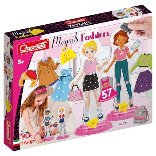 Offerta a tempo: Quercetti Magnetic Fashion Best Friends, Giochi Magnetici per Bambini con 2 Bamboline da Vestire con 57 Magneti Colorati, Regalo Bambina 5 Anni o più, Giochi Creativi ed Educativi, Made in Italy - 18% da 24.90 € a 20.30 €