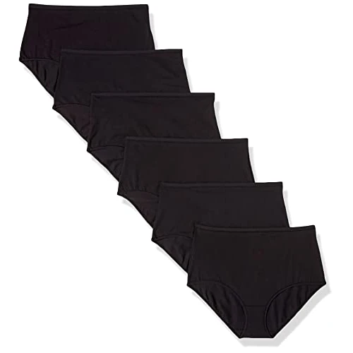 Amazon Essentials Women's Cotton High Waisted Knickers, Pack of 6, Black, 20