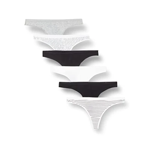 Offerta a tempo: Amazon Essentials Intimo Perizoma in Cotone Donna, Pacco da 6, Multicolore/mélange/Pois/Righe, 52 - 5% da 15.80 € a 15.01 €
