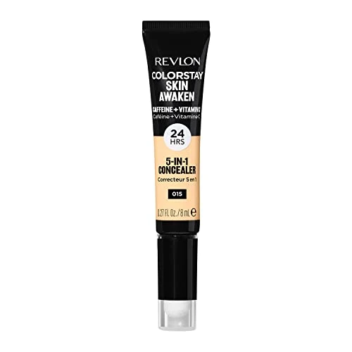 Revlon ColorStay Skin Awaken 5-in-1 Concealer, Correttore Viso Leggero e Cremoso a Lunga Durata con Caffeina e Vitamina C, per Imperfezioni, Occhiaie e Arrossamenti, 015 Light