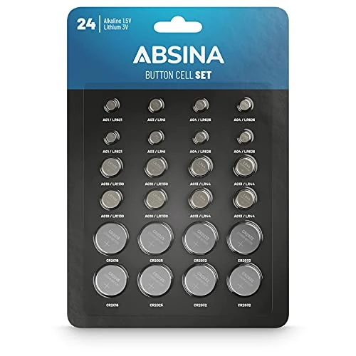 Zeitlich begrenztes Angebot: ABSINA 24er Pack Alkaline & Lithium Knopfzellen - Knopfzelle Sortiment von 7.99 € auf 7.99 € (0.00% Rabatt)