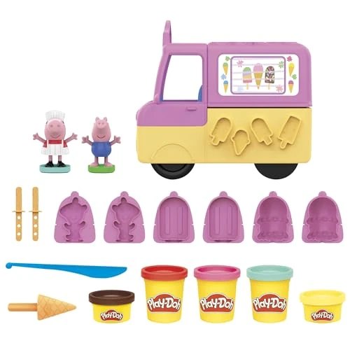 Offerta a tempo: Play-Doh Peppa Pig et Le Camion de Glaces, Figurines Peppa et George, Loisir Créatif avec 5 Pots de Pâte à Modeler, Jouet Créatif pour Filles et Garçons dès 3 Ans - 0.00% da 24.99 € a 24.99 €