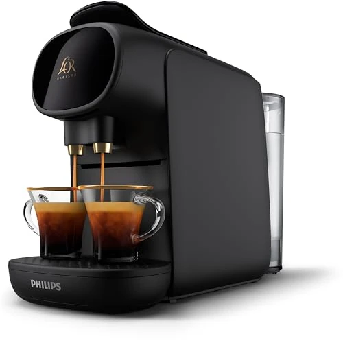 Offerta a tempo: Philips L'OR Barista Sublime, Macchina da caffè Double Shot, 1-2 Tazze, Vassoio Raccogli Gocce Adattabile, Personalizza il tuo Caffè Preferito, Nero (LM9012/60) - 35% da 114.99 € a 75.21 €