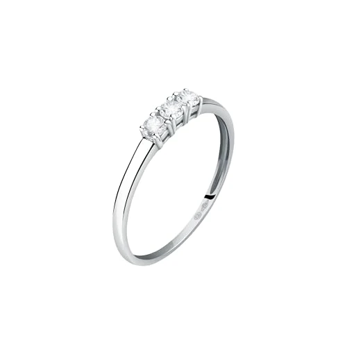 Offerta a tempo: BLUESPIRIT B-CLASSIC Anello Donna in Oro Bianco 375, Zirconi, Idee Regalo - P.77J5030004 - 20% da 159.00 € a 127.20 €