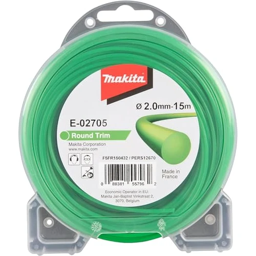 Limited-time offer: Makita E-02705 Mowing Line Round 2.0 mm x 15 m Round Trim Trimmer Line, Nylon, Green, for Strimmer and Brush Cutters from 7.45 GBP to 6.97 GBP (save 6%)