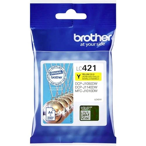 Offerta a tempo: Brother LC421Y Cartuccia Inkjet Originale, Capacità standard, fino a 200 pagine, per Stampanti DCPJ1050W / MFCJ1010DW, Giallo - 0.00% da 11.18 € a 11.18 €